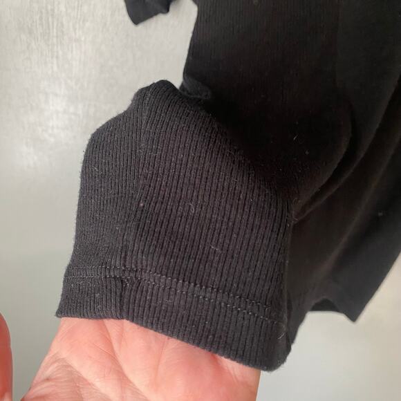 BEBE Women's Small Black Knit Cowl Neck Short Sleeve 90's Y2K Relaxed Classic - Picture 7 of 7